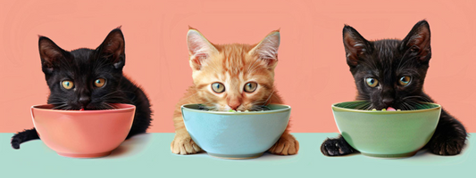 3 chatons sont devant trois bols